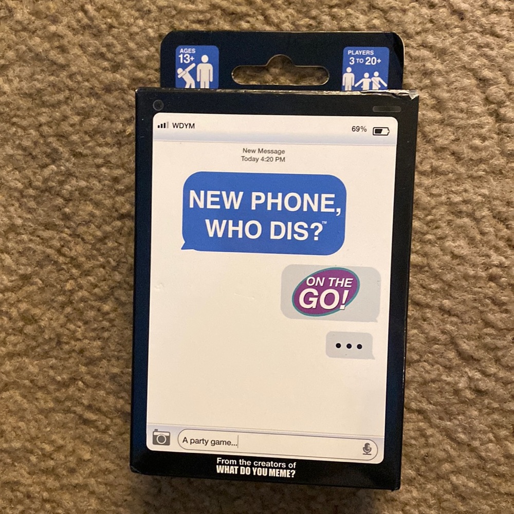 New Phone, Who Dis? Party card game from the creators of what do you meme?